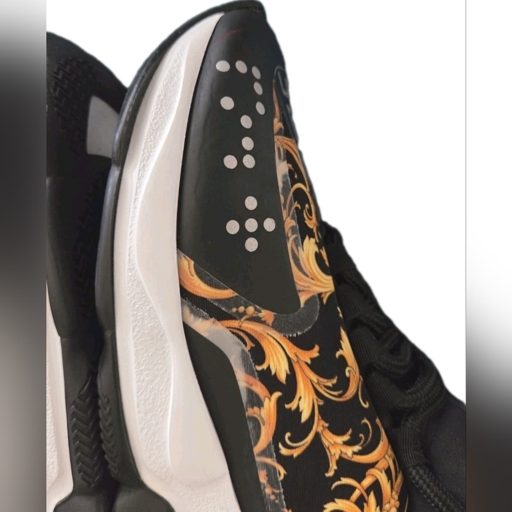 Versace Chain Reaction Baroque Black / Gold Trainers Wmns Size EU 36 US Sz 6 - Picture 10 of 16